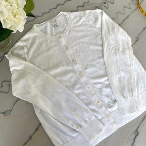 a new day | White Crew Neck Button Down Knit Cardigan | M